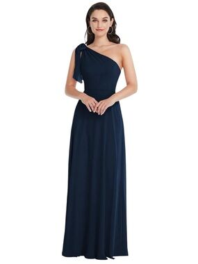 After Six Draped‎ One-Shoulder Maxi Dress, Midnight Navy, Size 4R